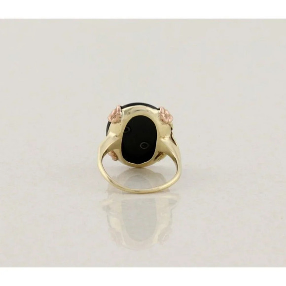 10k Yellow Gold Natural Onyx & Diamond Ring Size 6 1/4 - Picture 7 of 7
